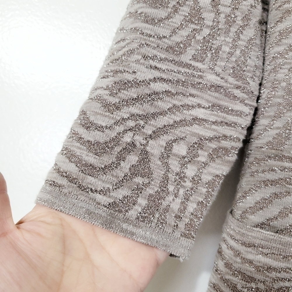 Rebecca Moses Kimono Style Animal Print Metallic Cardigan Size M - Picture 4 of 10